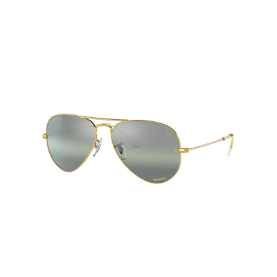 Ray Ban Aviator Chromance Sunglasses Gold Frame Green Lenses Polarized 62-14