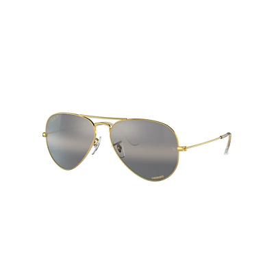 Ray Ban Aviator Chromance Sunglasses Legend Gold Frame Grey Lenses Polarized 55-14