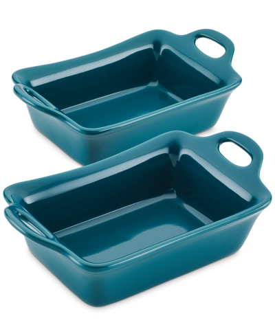 Rachael Ray Ceramics Rectangular Au Gratin Set, 2-piece In Teal