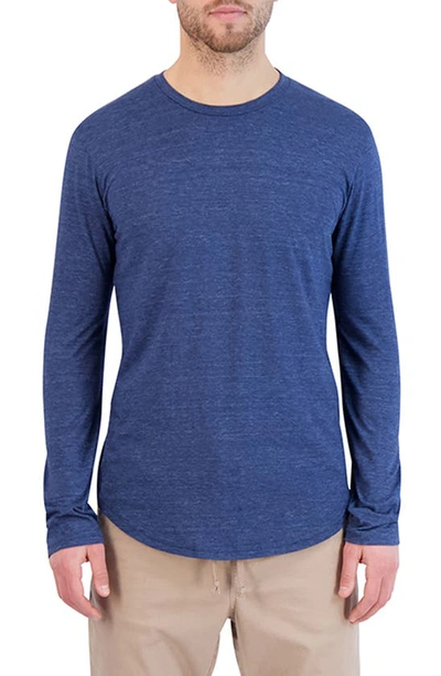 Goodlife Tri-blend Long Sleeve Scallop Crew T-shirt In  Navy