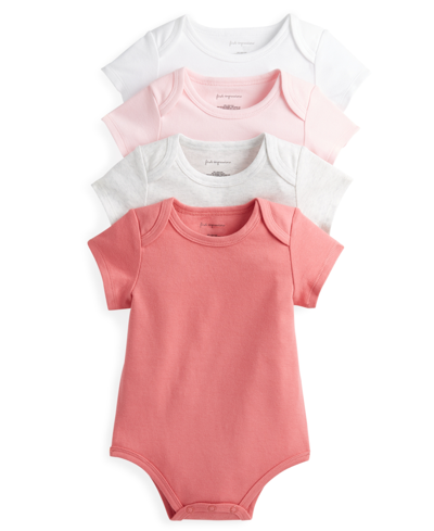 First Impressions Kids' Baby Girls Bodysuits, Pack Of 4, Created For Macy's In Apple Blossom