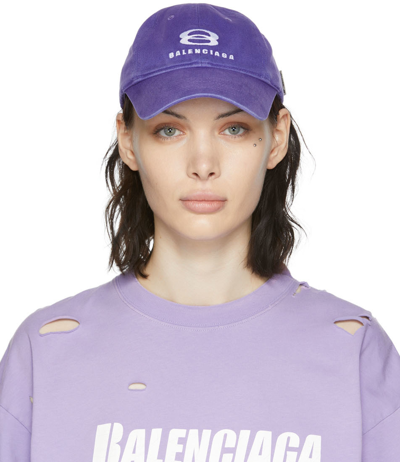 Balenciaga Unity Snowboard Purple Embroidered Twill Cap