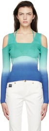 Versace Jeans Couture Knit Degrade Midi Skirt In E230 Hydrangea Blu