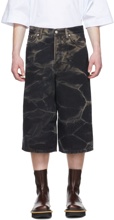 Dries Van Noten Black & Beige Denim Shorts In 900 Black