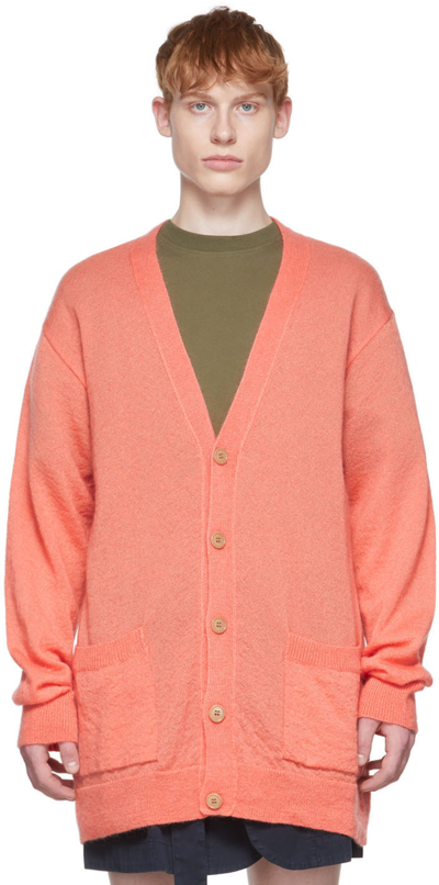 Dries Van Noten Orange Mohair Cardigan In 354 Salmon