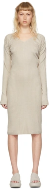 System Grey Acrylic Midi Dress In Yellow Grey