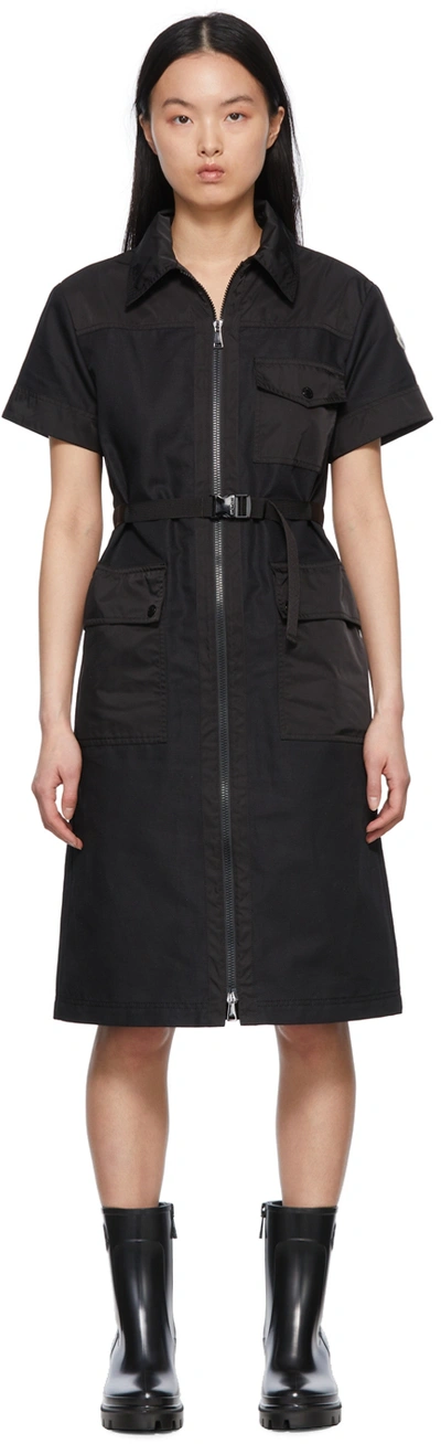 Moncler Black Cotton Midi Dress