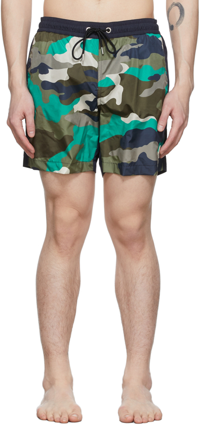 Moncler Camouflage-print Swim Shorts In 790 Navy