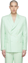 Casablanca Double-breasted Tailored Blazer In Mint Memphis Pinstri