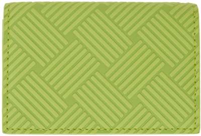 Bottega Veneta Green Tiny Trifold Wallet In 3560-kiwi-silver