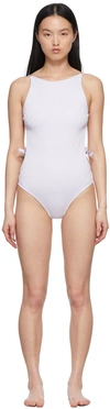 Bottega Veneta Backless Intrecciato-pattern Woven Swimsuit In 5471 Mirth Washed