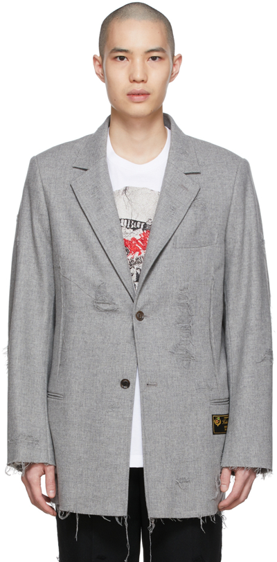 Doublet Grey Limited Edition Recycled Wool Blazer In Top Grey
