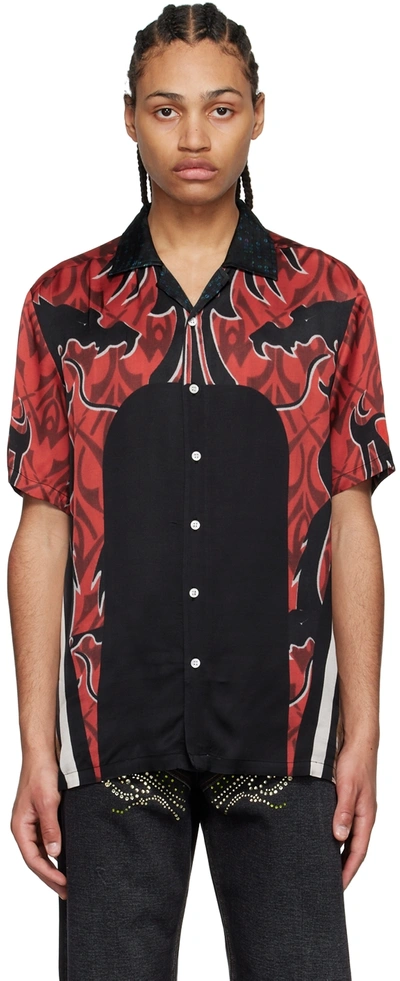 Phipps Short-sleeved Dragon-print Jersey Shirt In Red