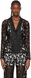 Puppets And Puppets Black Polyester Blazer In Black