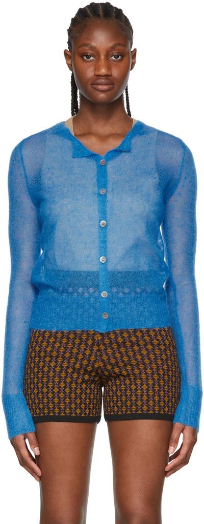 DRIES VAN NOTEN BLUE MOHAIR CARDIGAN 