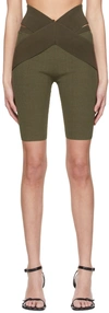 Dion Lee X Knee-length Biker Shorts In Dark Moss/moss