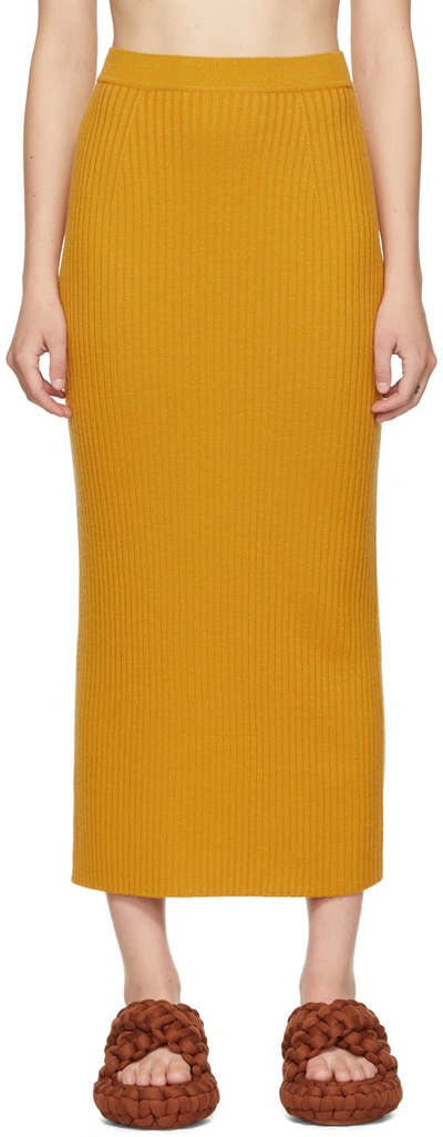 Chloé High-rise Ribbed-knit Wool-blend Midi Skirt In Yellow