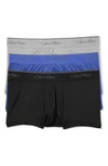 Calvin Klein 3-pack Micro Stretch Trunks In Black/ Cobalt/ Grey