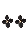 Olivia Welles Spring Air Resin Flower Drop Earrings In Gold / Black