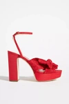 Loeffler Randall Natalia Pleated Bow Platform Sandals In Red