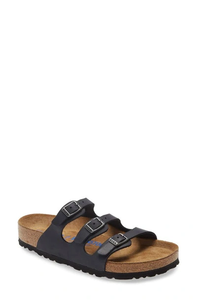 Birkenstock Florida Three-buckle Sandals In Black Leather