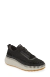 Chloé Nama Embroidered Suede And Recycled-mesh Sneakers In Black