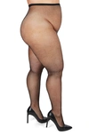 Memoi Plus Size Curvy Fishnet Tights Mm-2370 In Black
