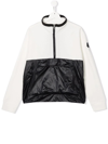 Moncler Two-toned Half-zip Cotton Sweatshirt 8-14 Years In Bianco/nero