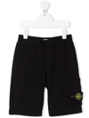Stone Island Black Cotton Bermuda Shorts With Logo In Black
