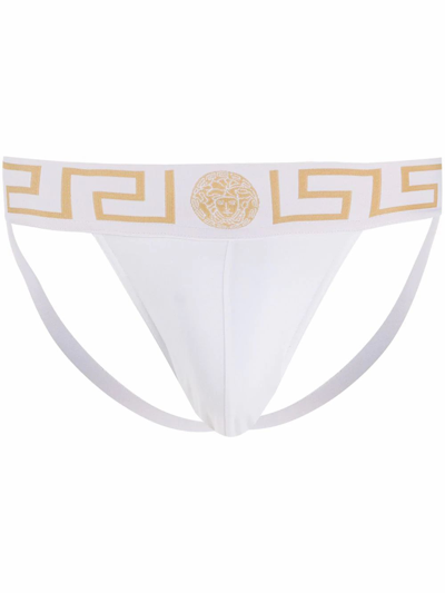 Versace Medusa Greca White Cotton Slip