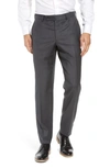 Ted Baker Jefferson Flat Front Solid Wool Dress Pants In Mid Grey