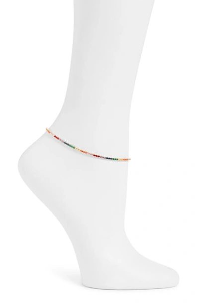 Shymi Rainbow Cubic Zirconia Tennis Anklet In Gray/yellow