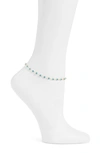 Shymi Bezel Set Cubic Zirconia Anklet In Gold & Turquoise