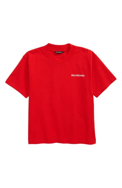 Balenciaga Logo Embroidered Cotton Jersey T-shirt In Red