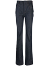 Saint Laurent Dark Blue High-waisted Bootcut Jeans In Blue