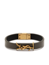 Saint Laurent Ysl Logo Brown Bracelet In Grey
