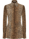 Dolce & Gabbana Leopard-print Silk Georgette Shirt In Brown