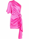 Solace London Marcie One-shoulder Mini Dress In Pink
