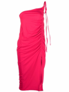 Self-portrait Jersey Gathered Midi Skirt In Pink & Purple