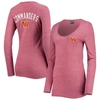 New Era Burgundy Washington Commanders Scoop Neck Tri-blend Long Sleeve T-shirt In Burgundy