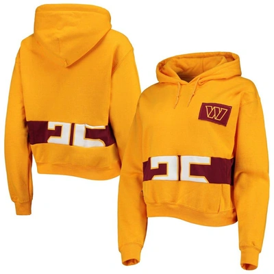 Refried Apparel Gold Washington Commanders Cropped Pullover Hoodie