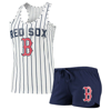 Concepts Sport Women's  Navy, White Boston Red Sox Vigor Racerback Tank Top And Shorts Sleep Set In Navy