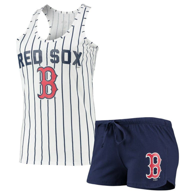 Concepts Sport Women's  Navy, White Boston Red Sox Vigor Racerback Tank Top And Shorts Sleep Set In Navy,white
