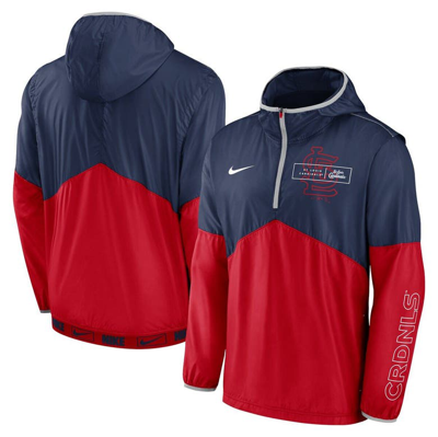 Nike Men's  Navy And Red St. Louis Cardinals Overview Half-zip Hoodie Jacket In Navy,red