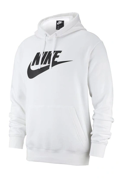 Nike Men's Sportswear Club Fleece Graphic Pullover Hoodie In White/black