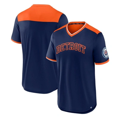 Fanatics Men's  Navy, Red Cleveland Indians Cooperstown Collection True Classics Walk-off V-neck T-sh In Navy,orange