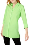 Foxcroft Pamela Stretch Button-up Tunic In Sweet Kiwi