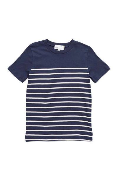 Nordstrom Rack Kids' Graphic Print T-shirt In Navy Denim- Ivory Stripe