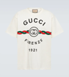 Gucci White Firenze 1921 Logo Cotton T-shirt In Sunlight/mc