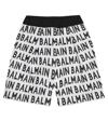 Balmain Black All Over Branded Bermuda Shorts In 110ne-beige/nero